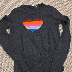 GAP Charcoal Sweater with Colorful Heart